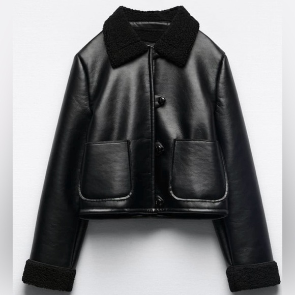 Zara Jackets & Blazers - Zara Cropped Faux Leather Jacket XL